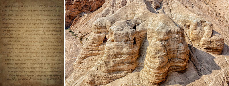 Dödahavsrullarna och grottorna vid Qumran i Israel.